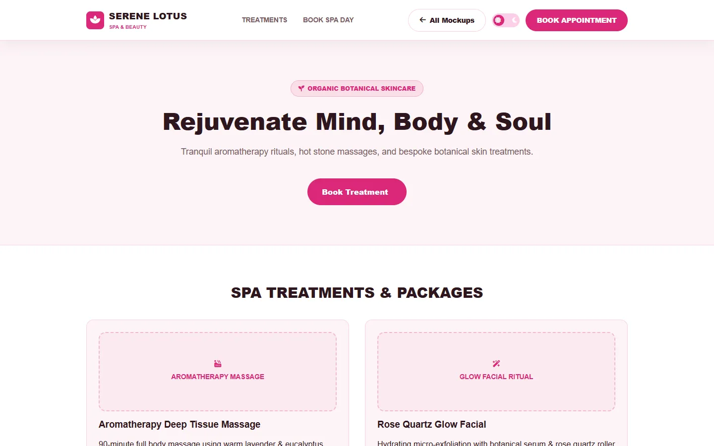 Beauty Spa & Salon Wireframe Preview