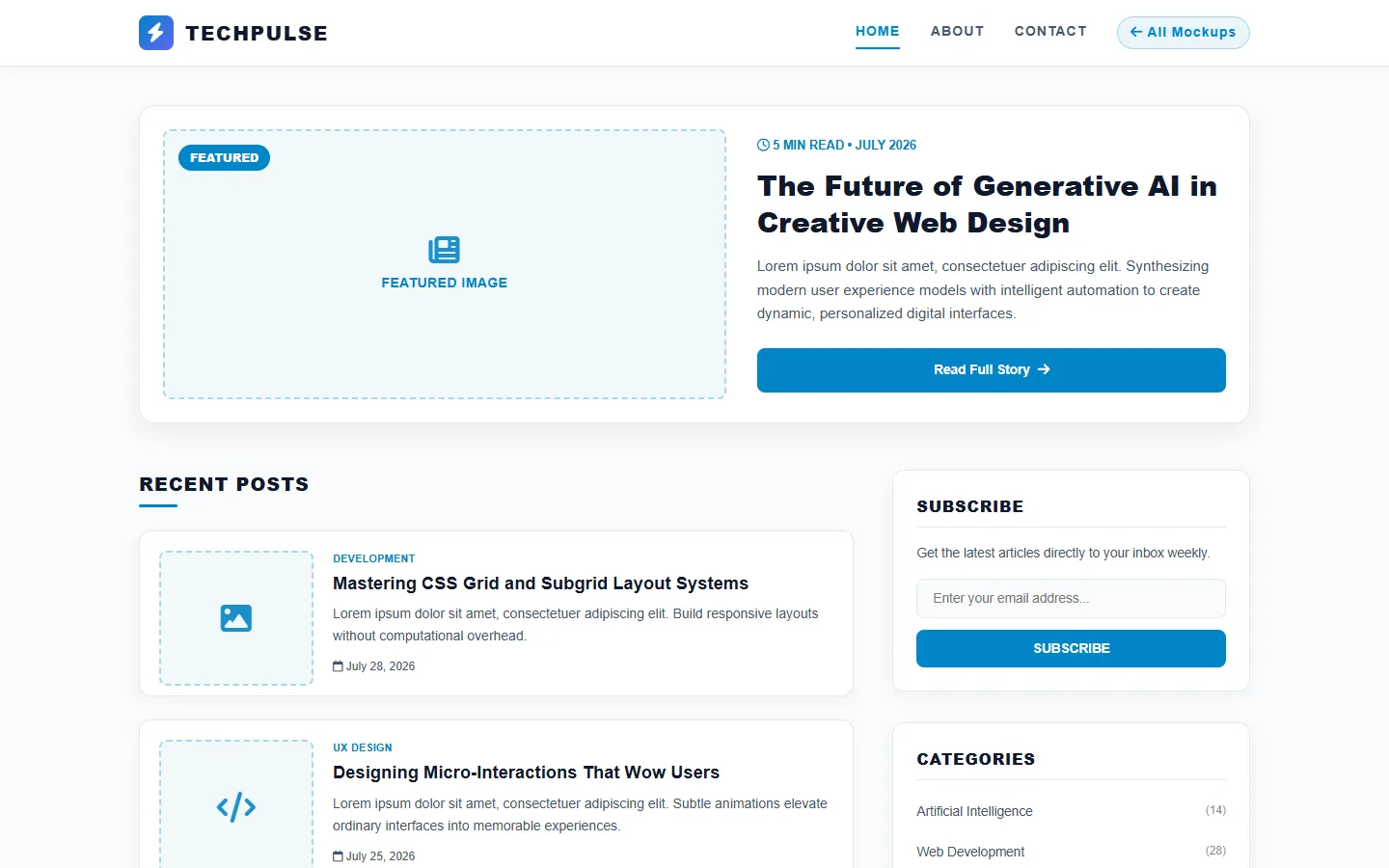 Blog Website Wireframe Preview