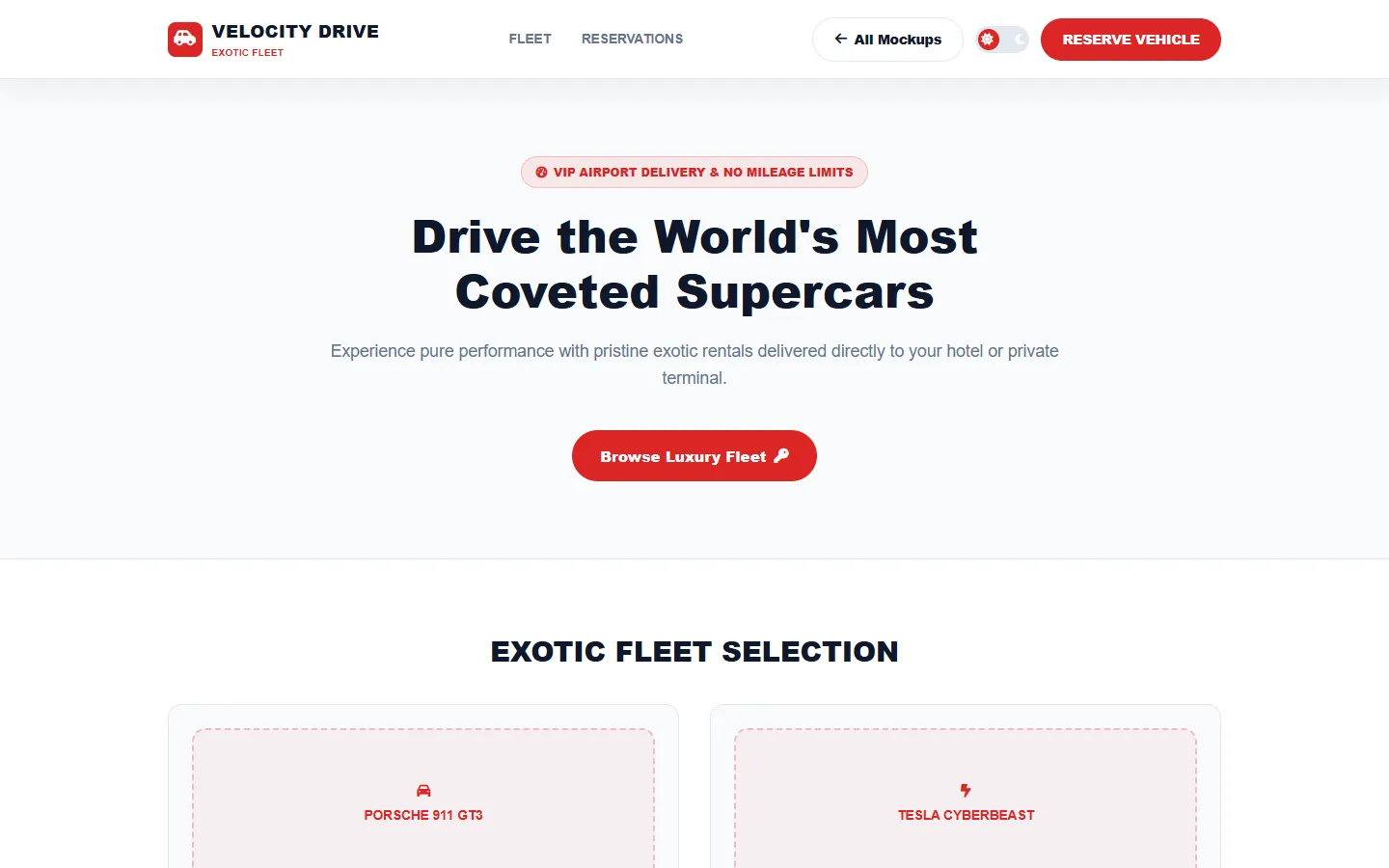 Car Rental Wireframe Preview