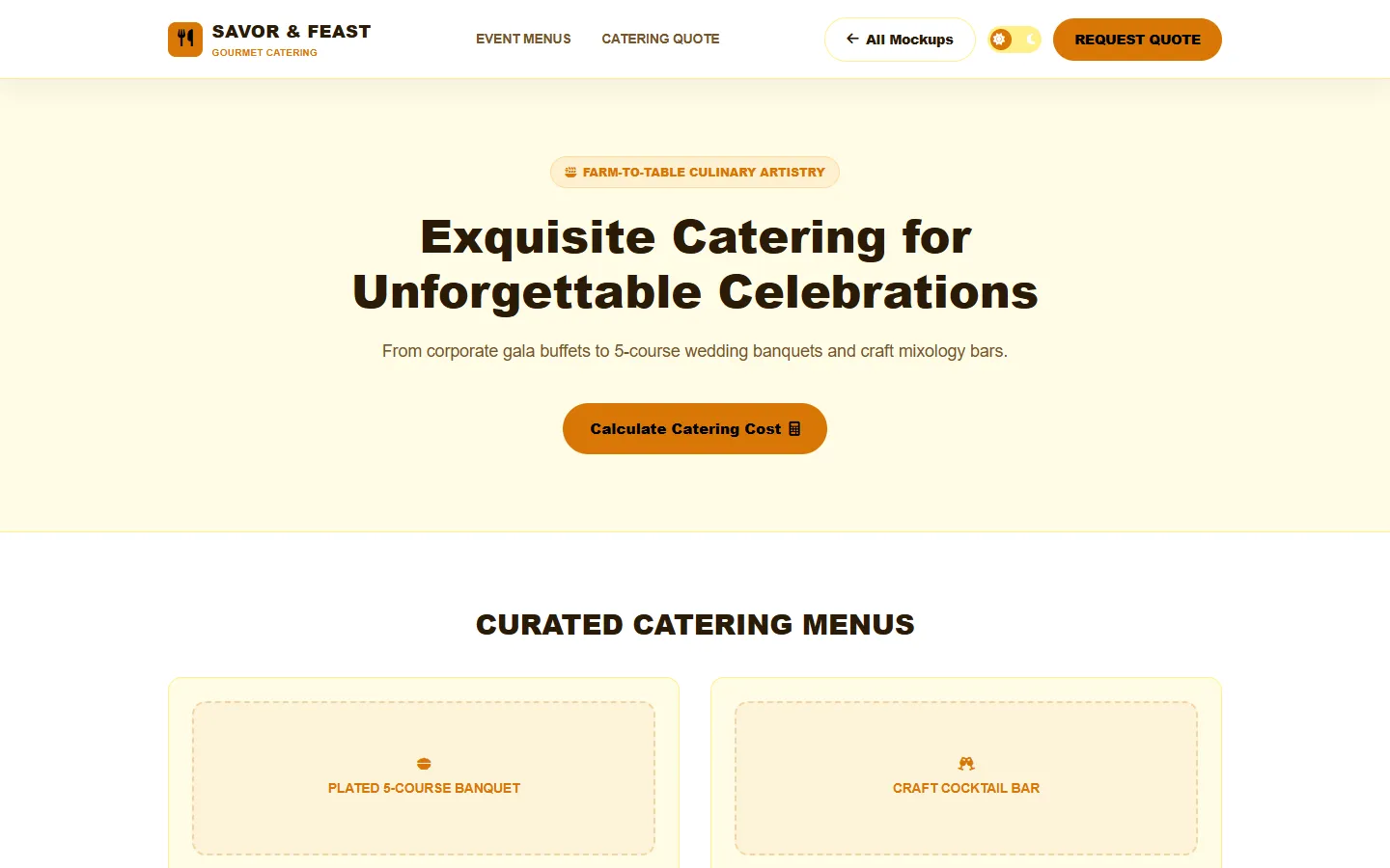 Catering Service Wireframe Preview