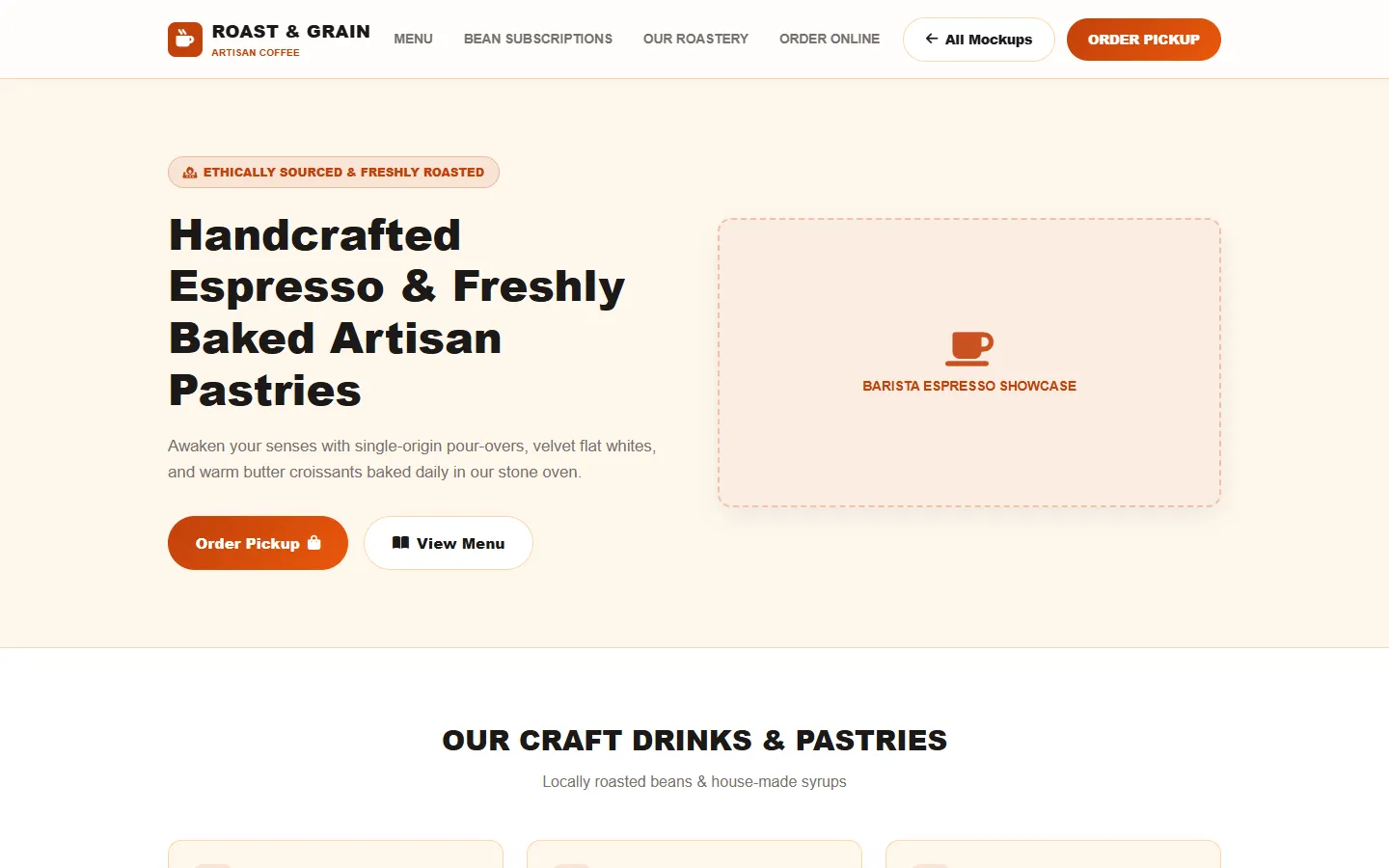 Coffee Shop Wireframe Preview