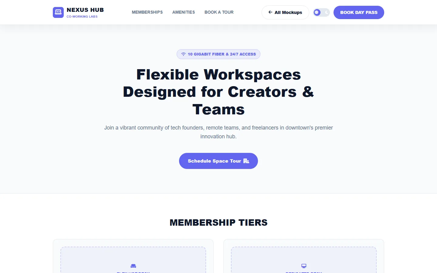 Co-Working Space Wireframe Preview
