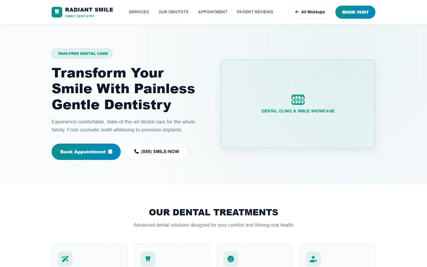 Dentist Clinic Wireframe Preview