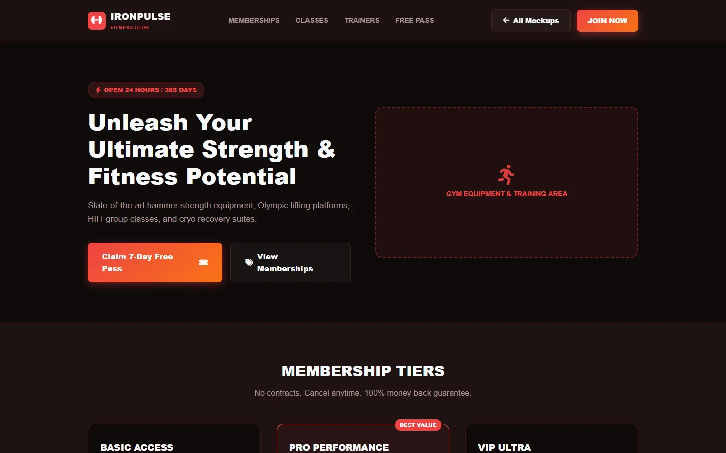 Fitness Gym Wireframe Preview