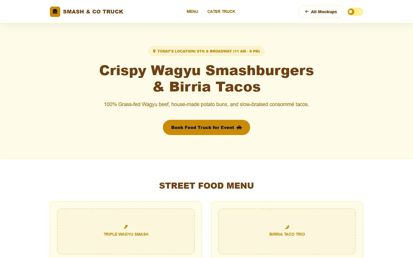 Food Truck Eats Wireframe Preview