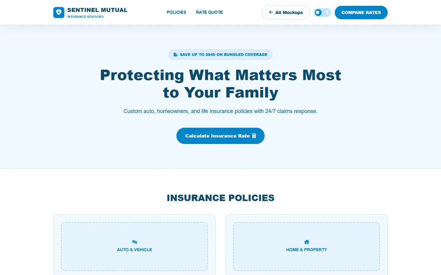 Insurance Agency Wireframe Preview