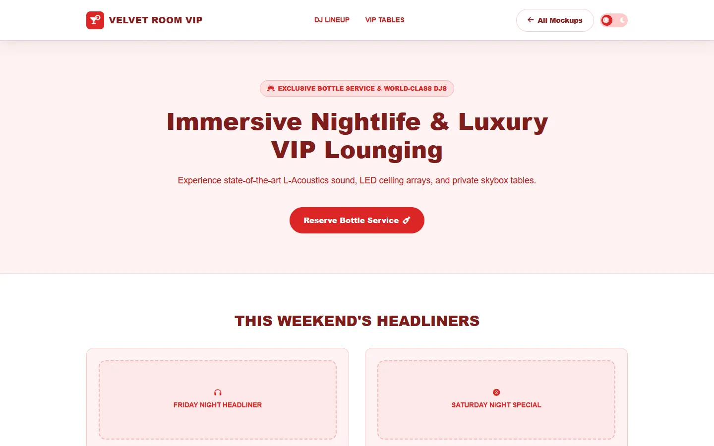 Nightclub & Lounge Wireframe Preview
