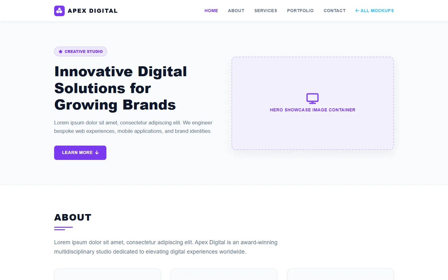 One Page Website Wireframe Preview