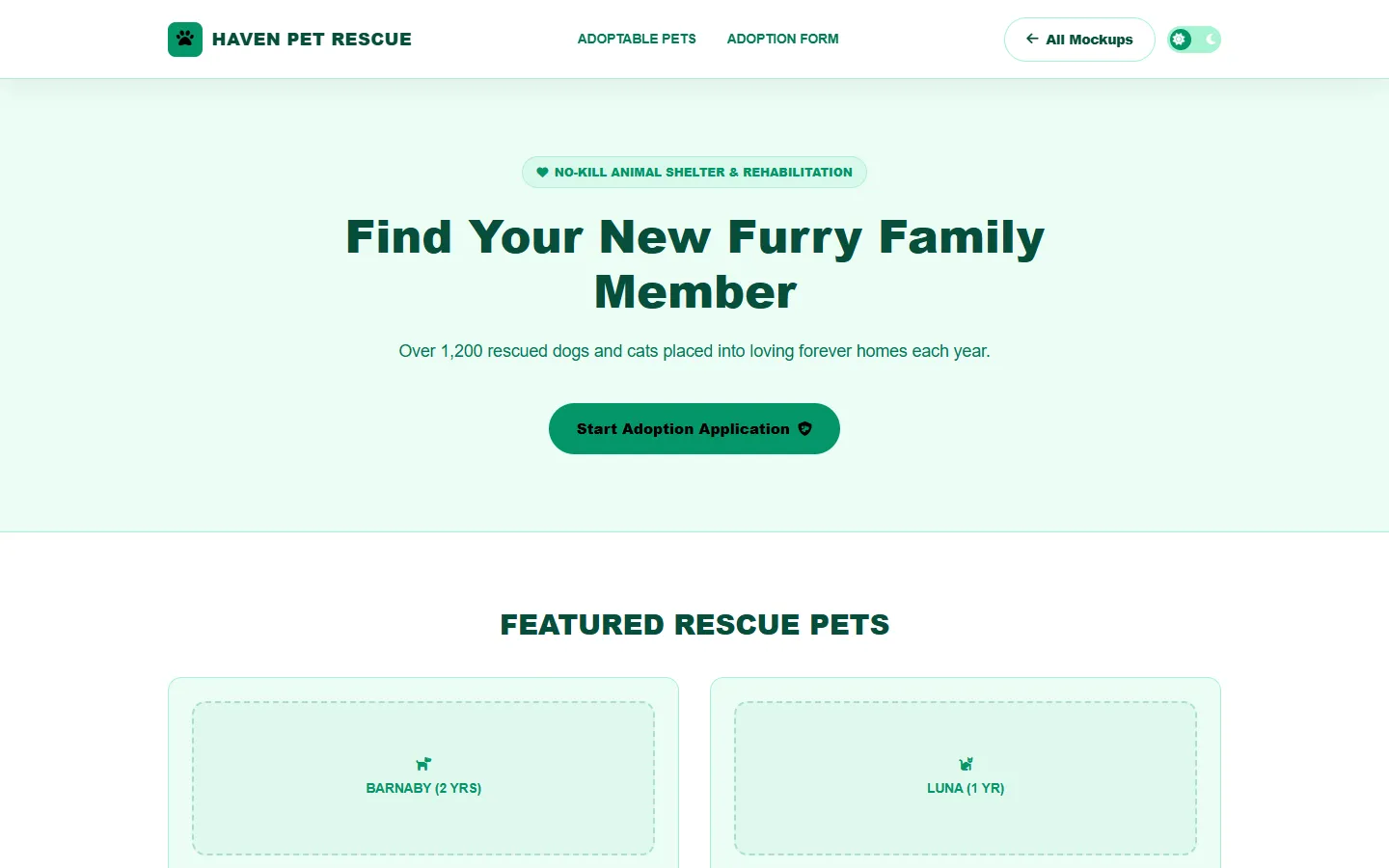 Pet Adoption Wireframe Preview