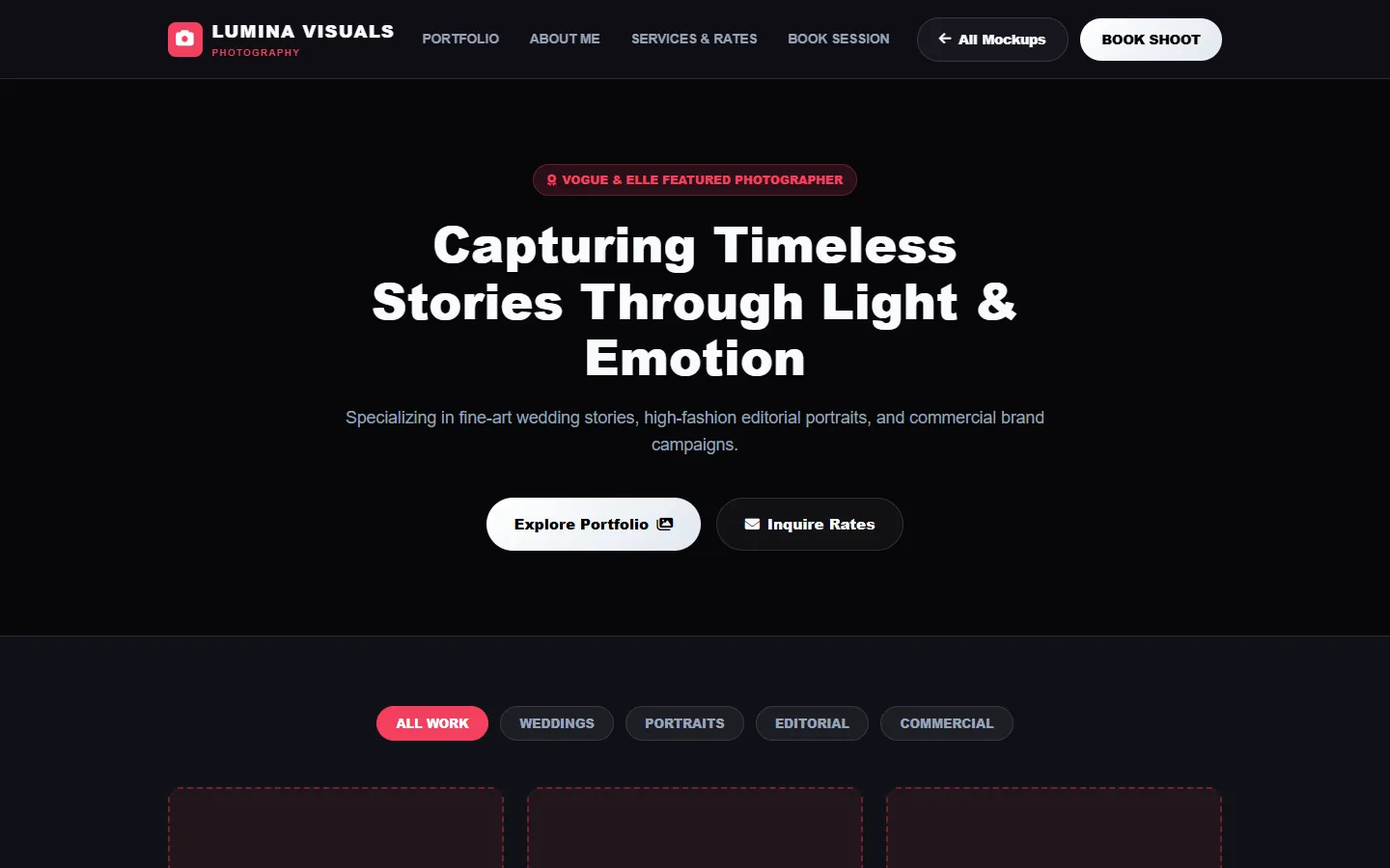 Photographer Wireframe Preview