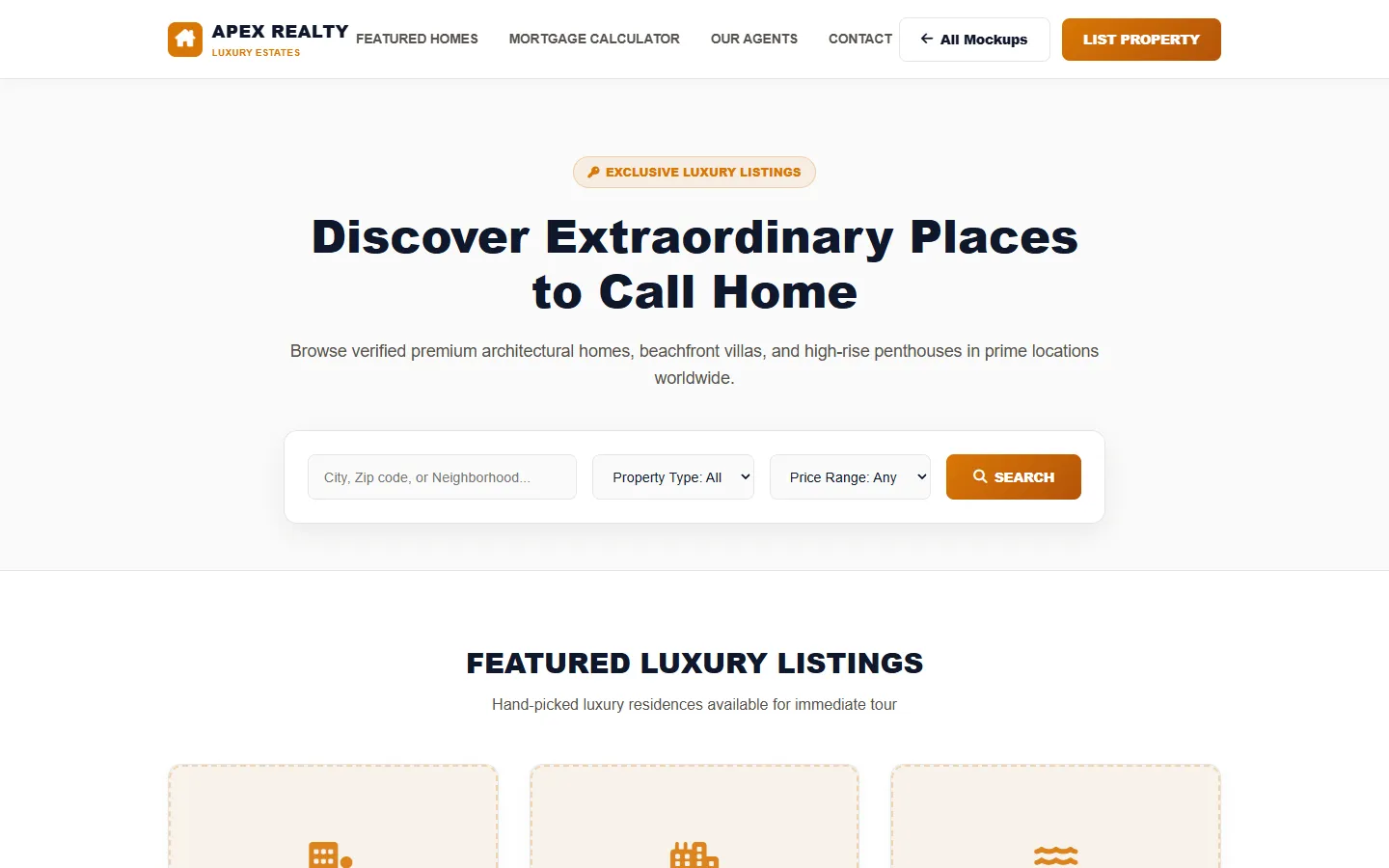 Real Estate Wireframe Preview