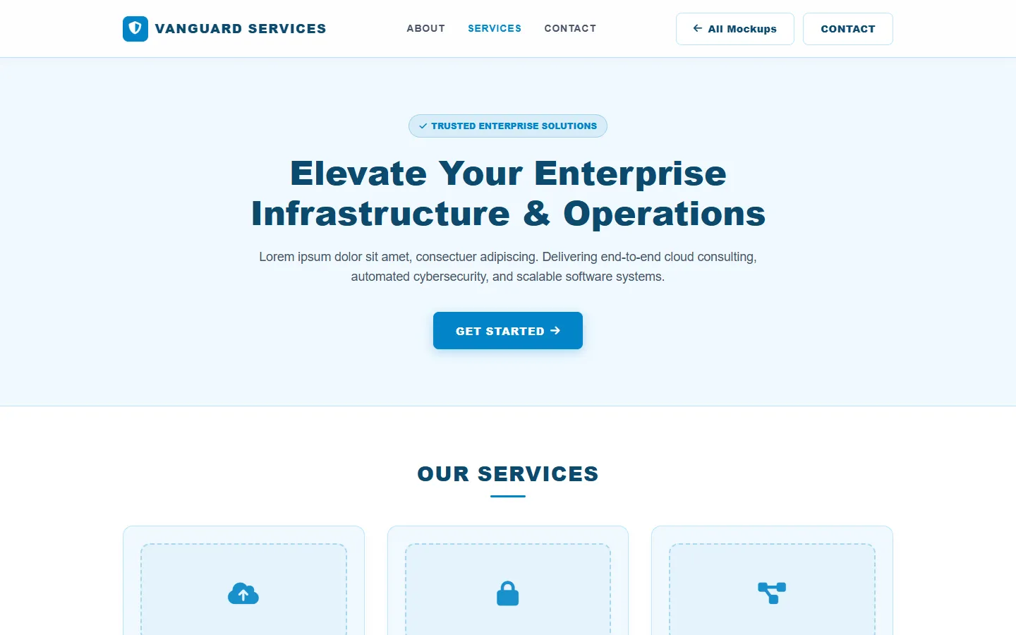 Services Website Wireframe Preview