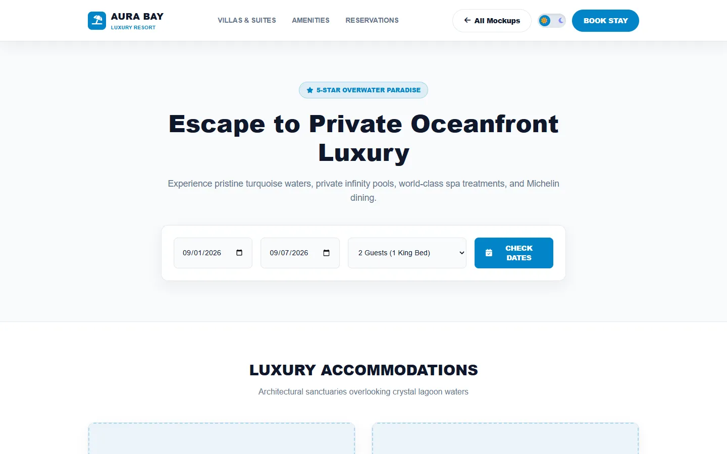 Travel Resort Wireframe Preview