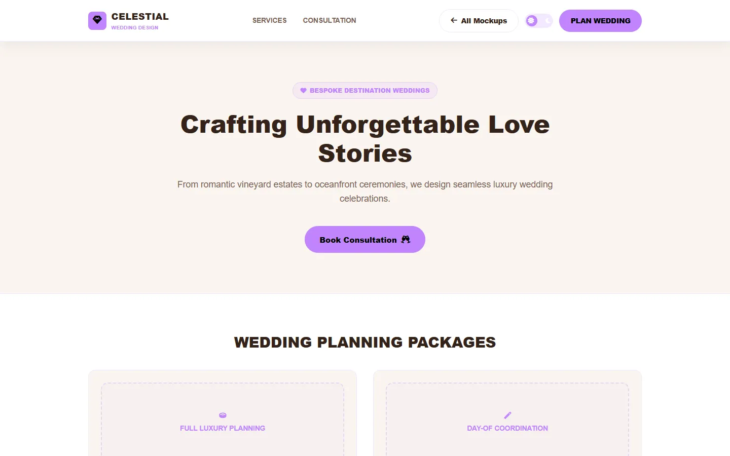 Wedding Planner Wireframe Preview