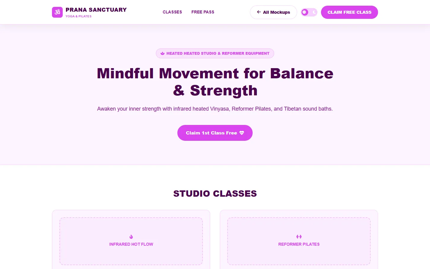 Yoga & Pilates Wireframe Preview